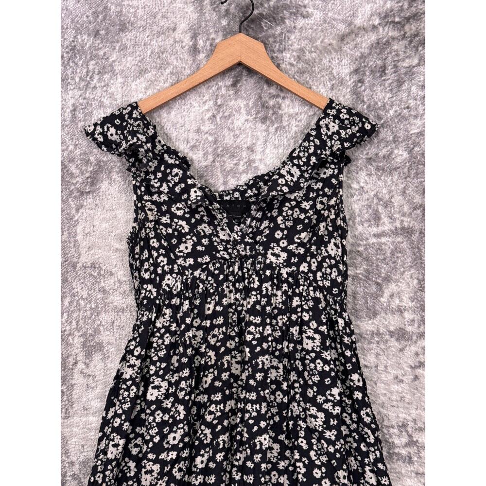 Hatch Dress 0 Womens Silk Blend Floral Print Ruffle Shoulder Cross Front Midi - Picture 2 of 8